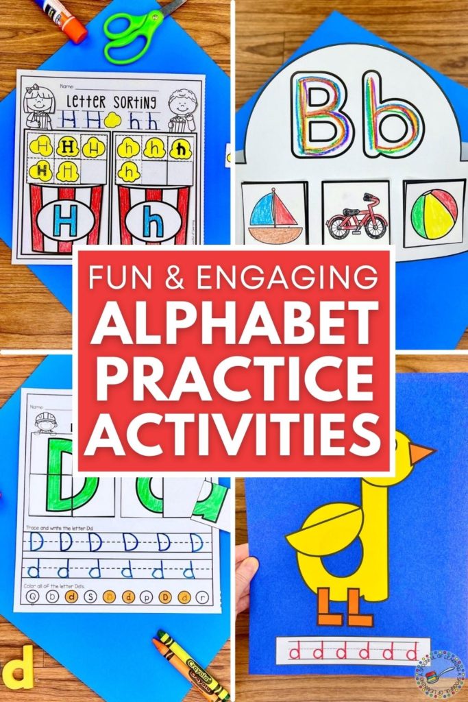 Fun and engaging alphabet practice activities, with four different alphabet activities