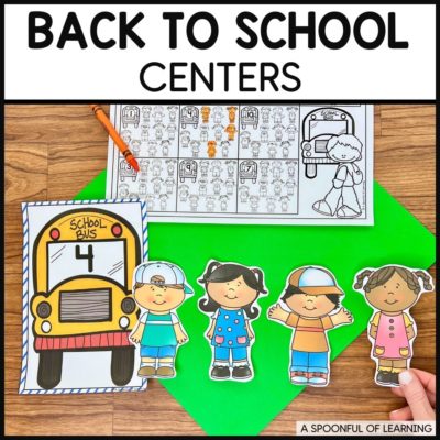 Back to school centers, with a student counting activity