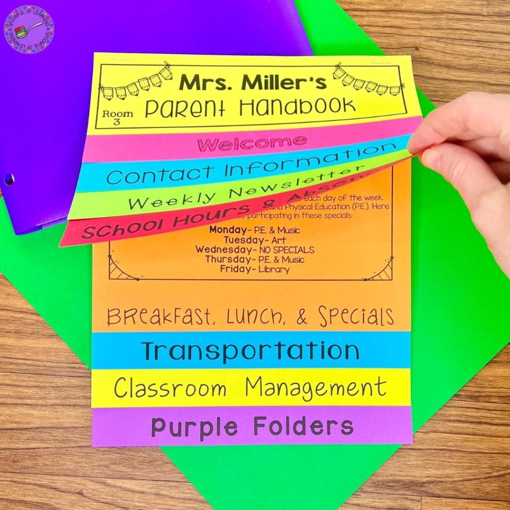 Lifting the page of a back to school flipbook