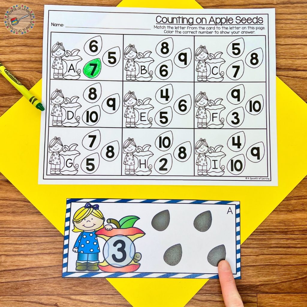 A seed counting task card
