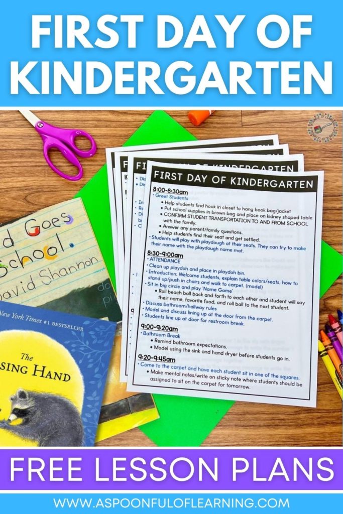 First day of kindergarten free lesson plans