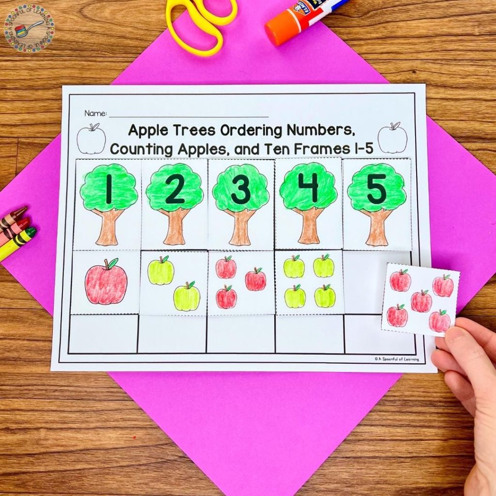Adding apples under the correct number