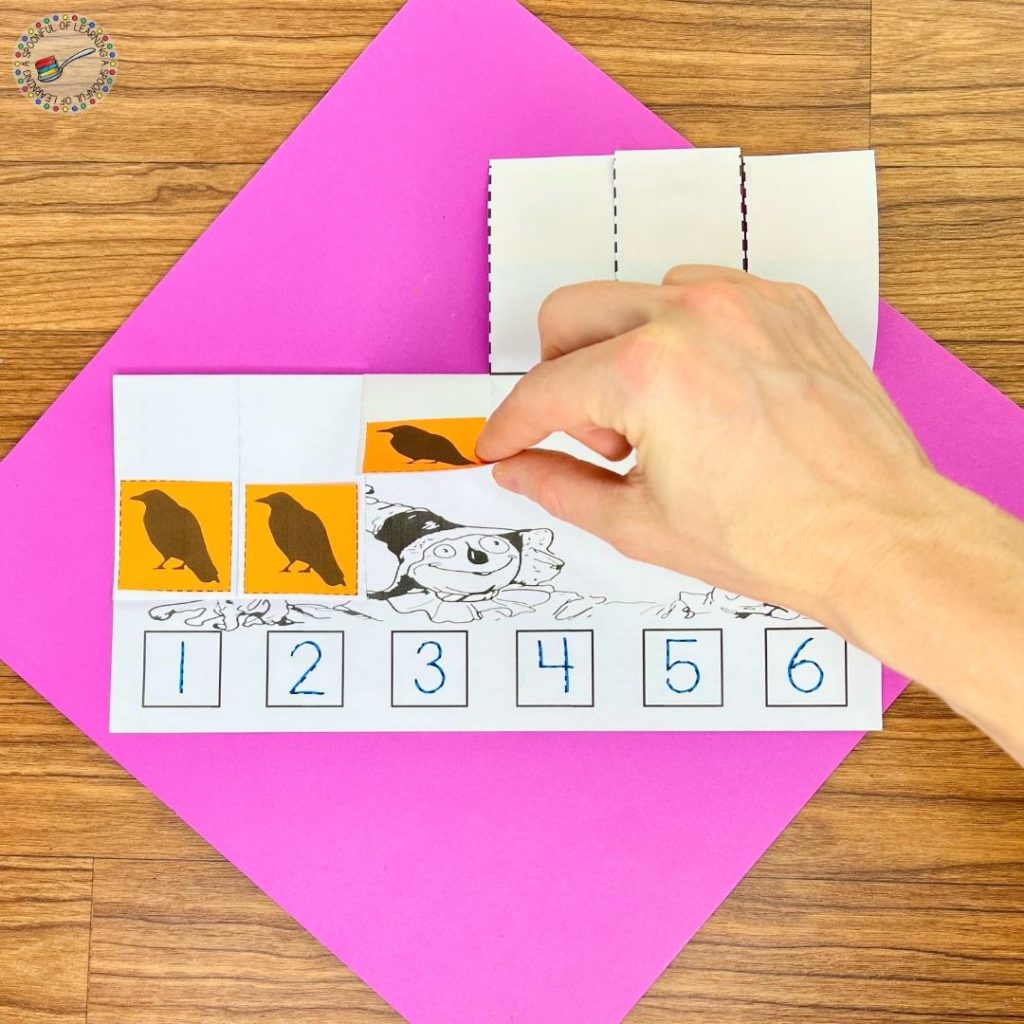 Counting to six with a fold the flap activity