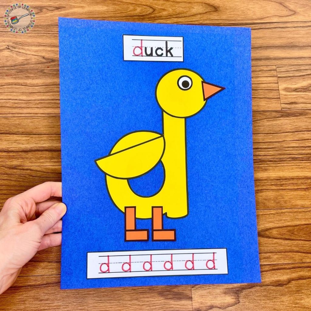 A duck alphabet craft for lowercase d
