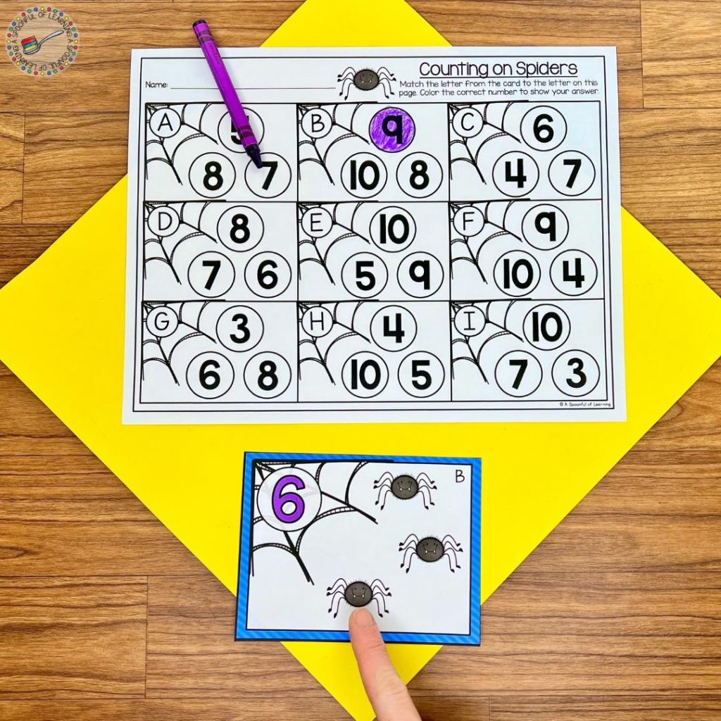 Counting on activity with spider cards