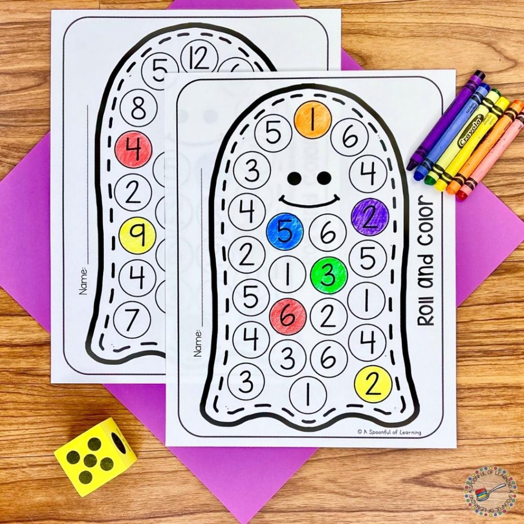 A ghost shaped roll and cover activity