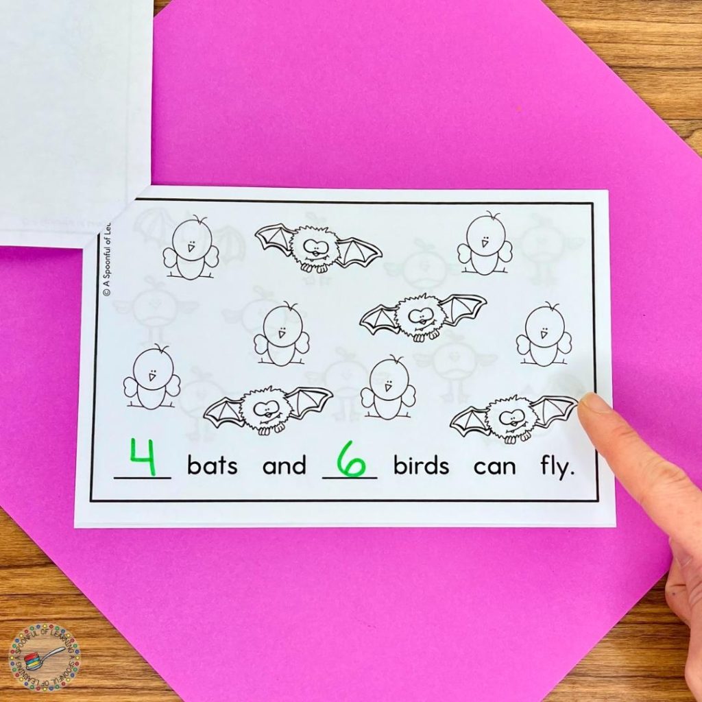 Identifying birds and bats on a page of a mini reader