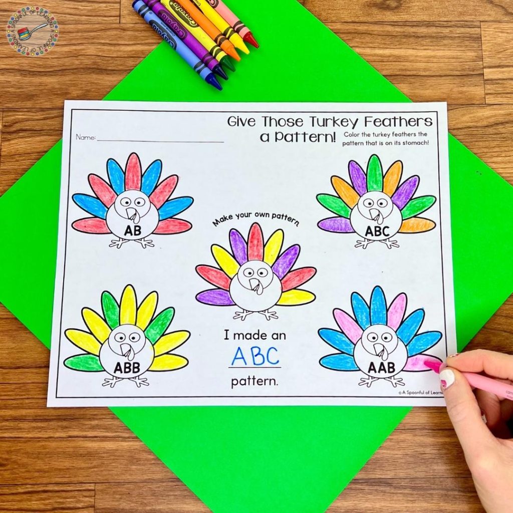 Turkey pattern coloring worksheet
