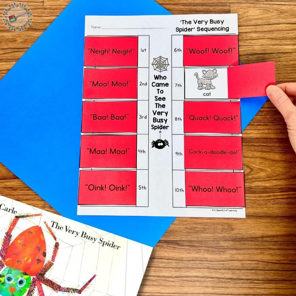 A lift-the-flap sequencing activity for The Very Busy Spider