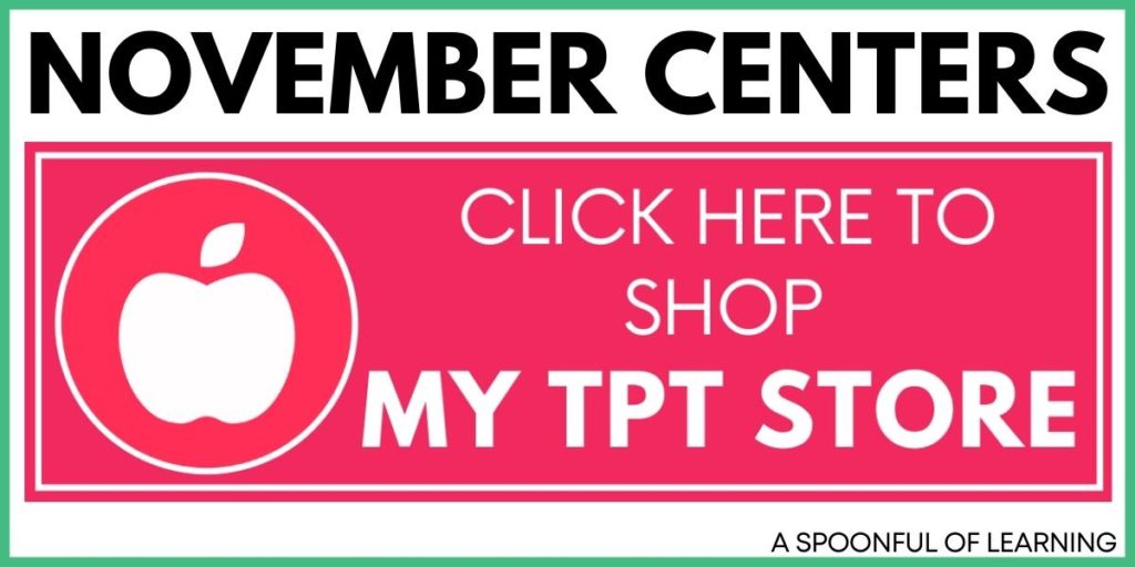 November Centers - Click Here to Shop My TPT Store