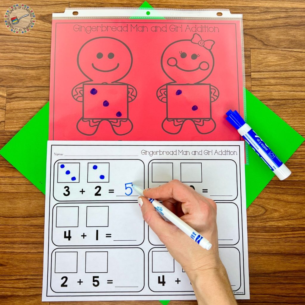 Addition practice mat with recording sheet