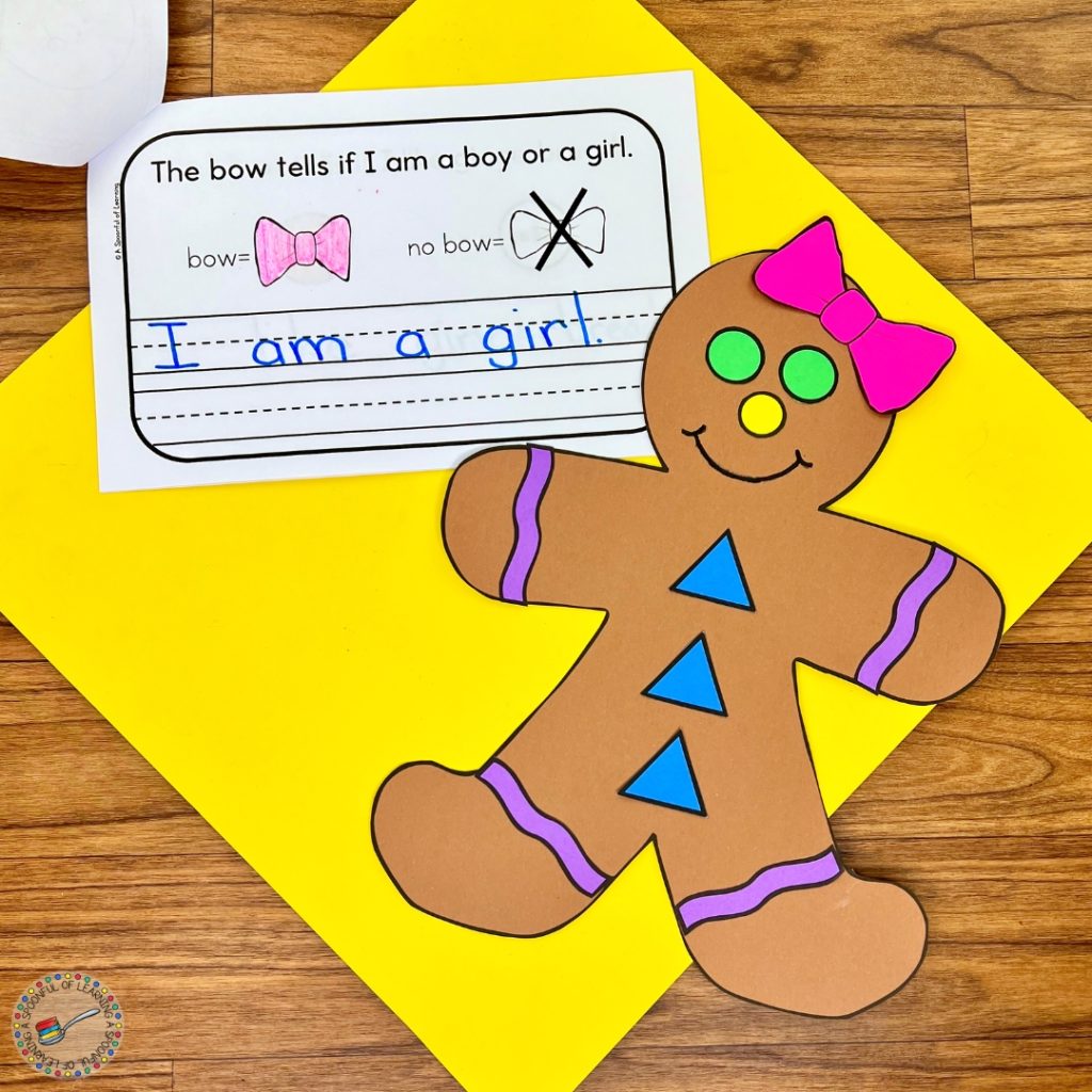 Gingerbread girl glyph and book