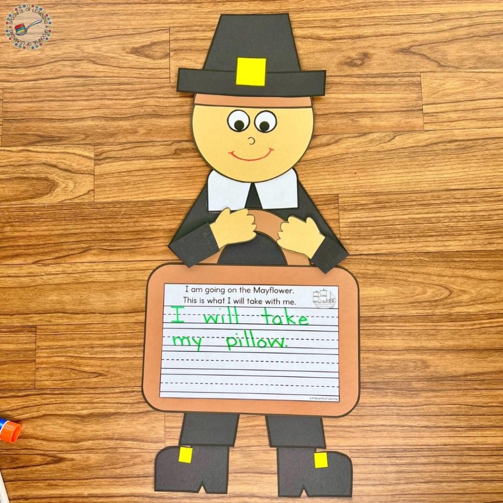 A male pilgrim craft and writing activity