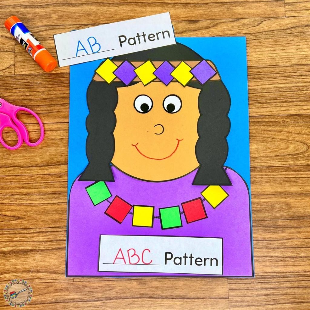 A completed pattern craft with female Native American