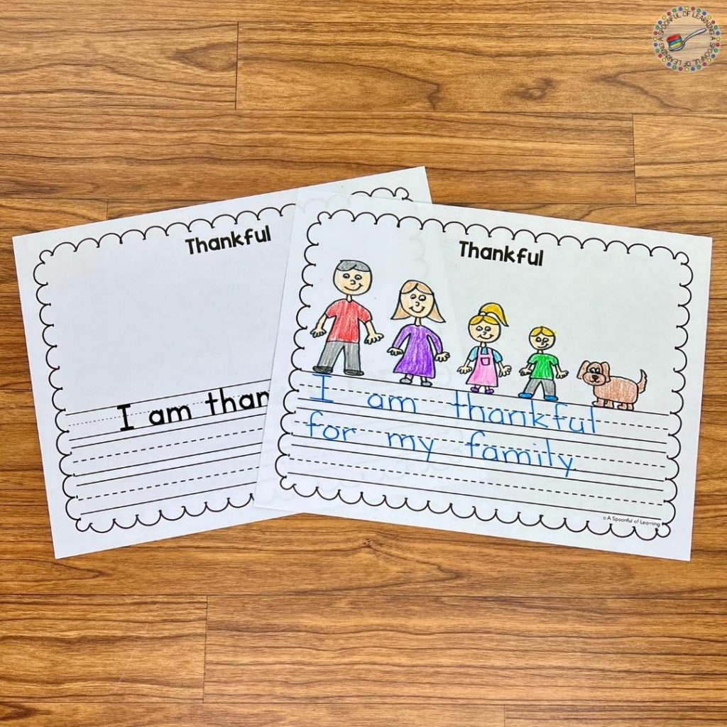 I am thankful writing activity
