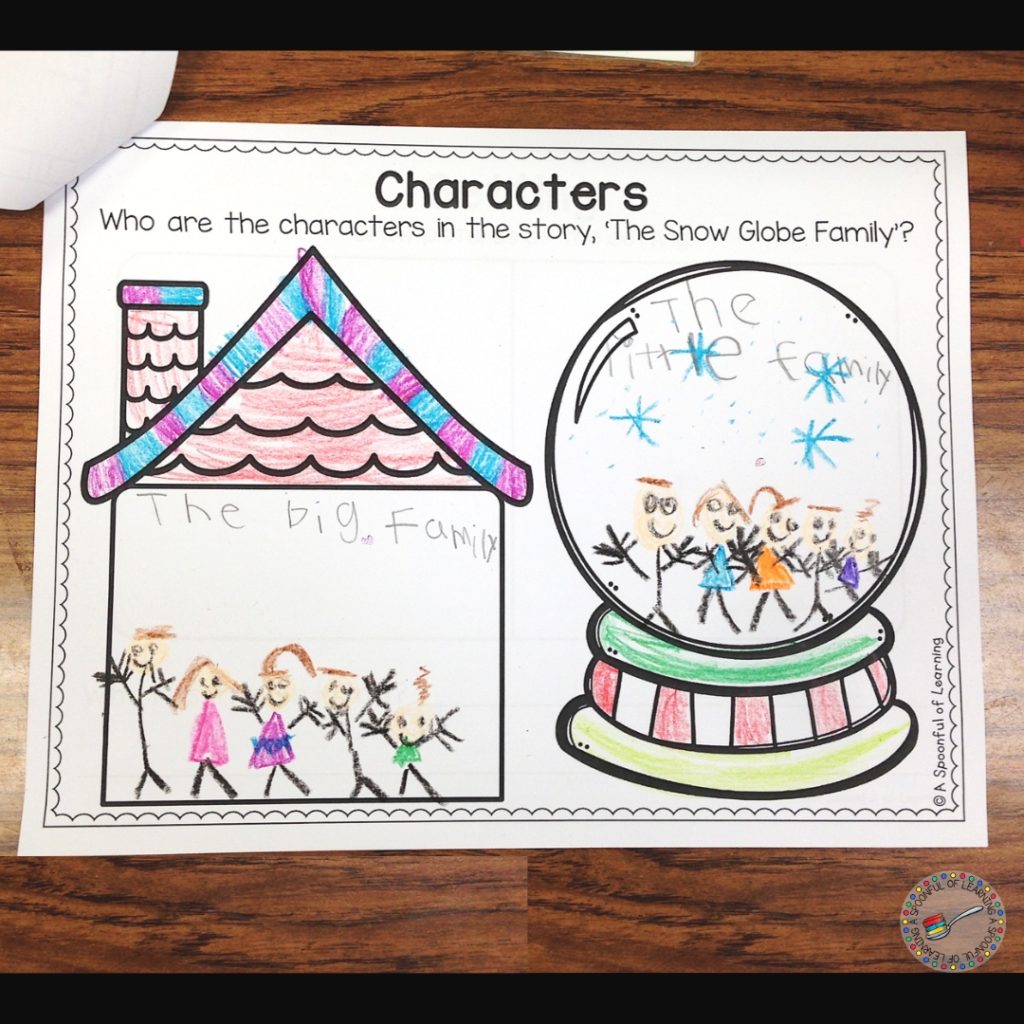 The characters page of a story elements printable book