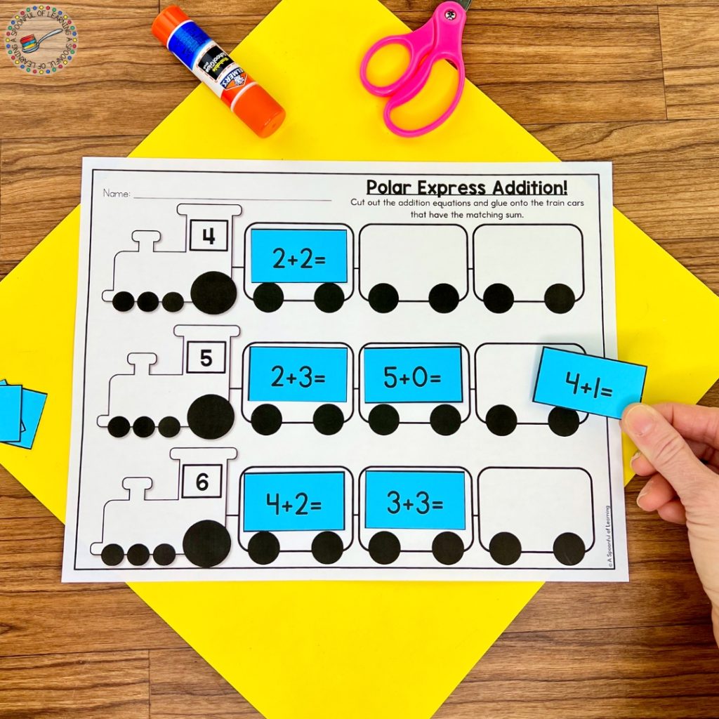Gluing addition sentences onto a train with the correct sum