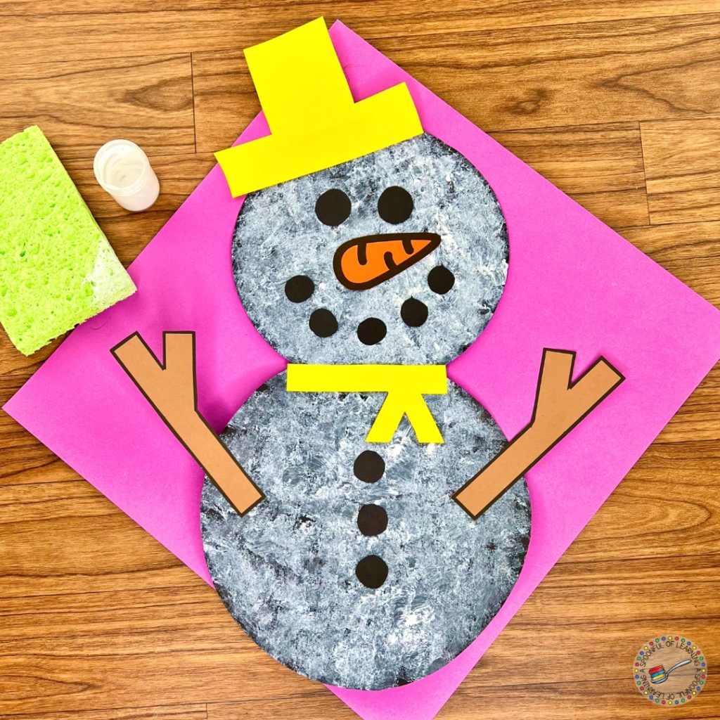 A sponge painted snowman craft