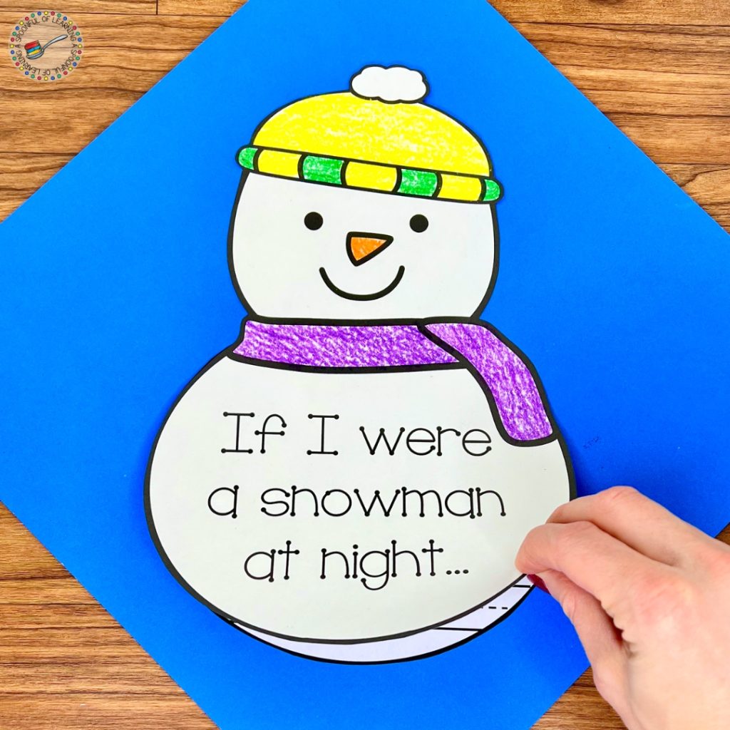 Cover of a snowman at night writing project