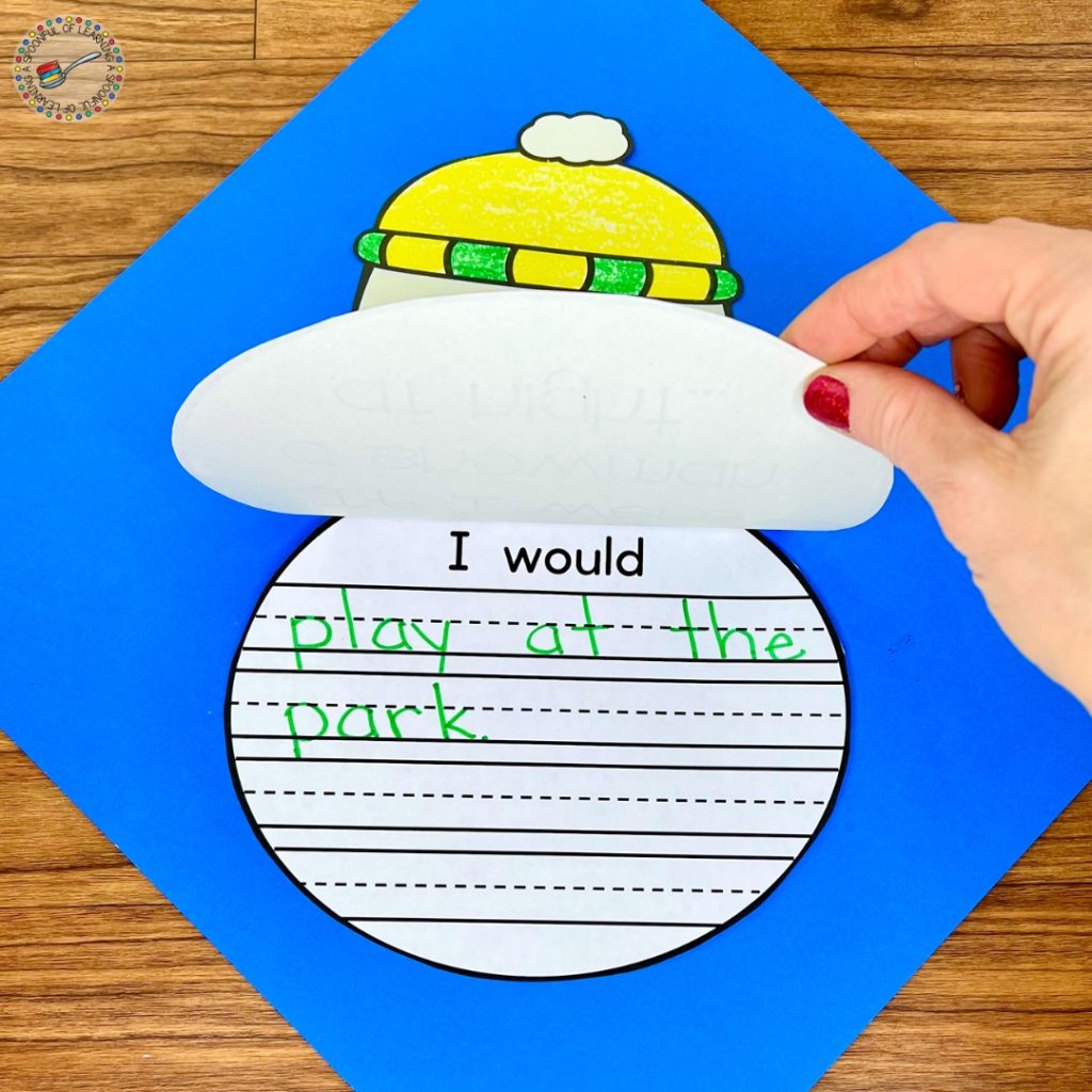 The inside view of a snowman writing activity