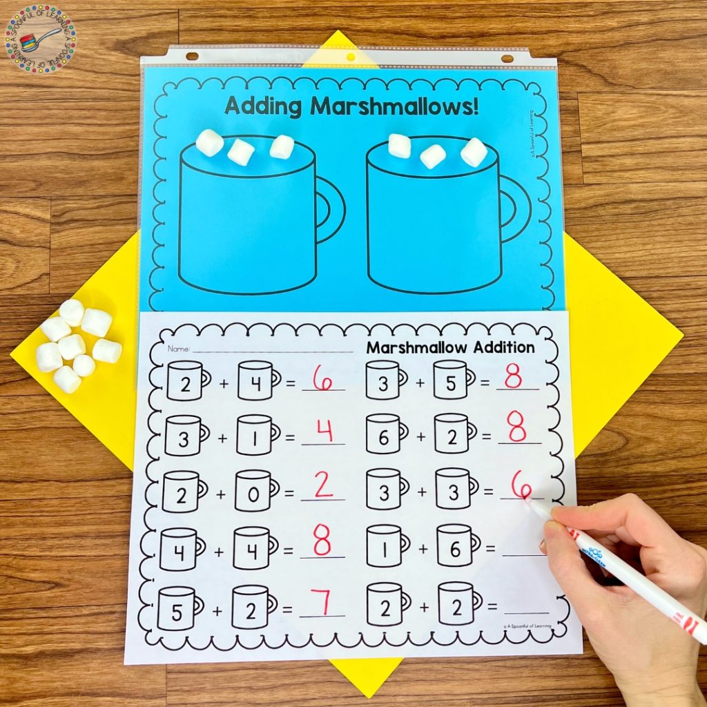 A hot chocolate addition mat with recording sheet