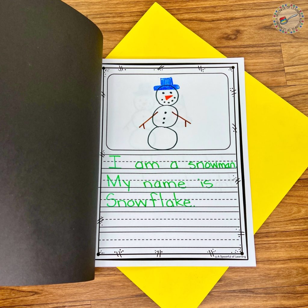 Main character page of a snowman story