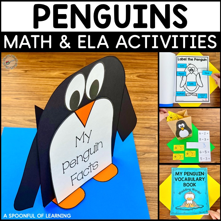 A variety of penguin math and ELA activities
