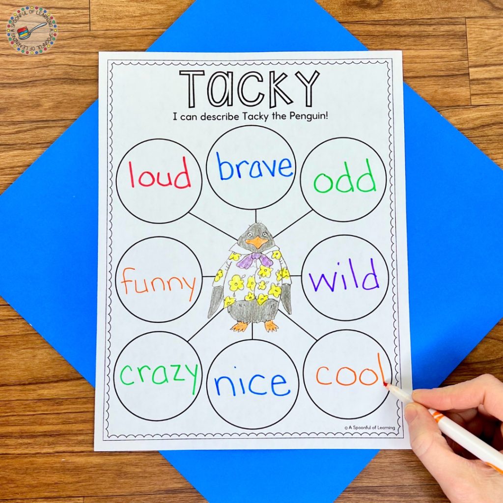 Tacky the Penguin character trait graphic organizer