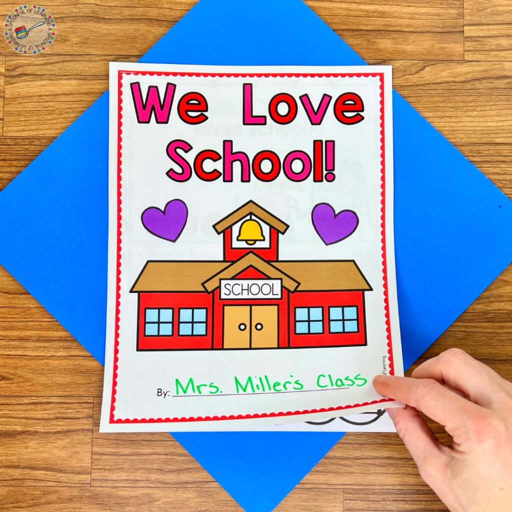 Cover of a "We Love School" class book