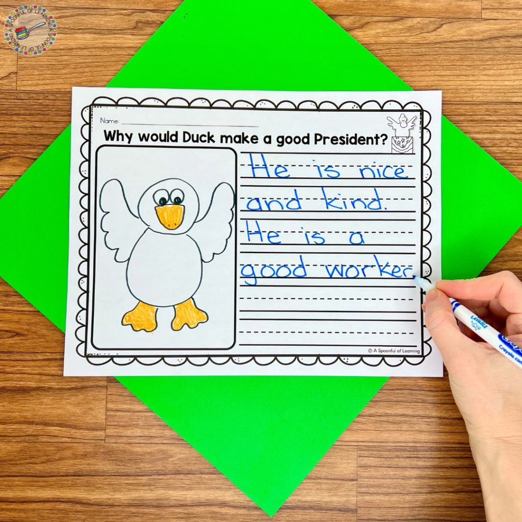Duck for President Writing Activity