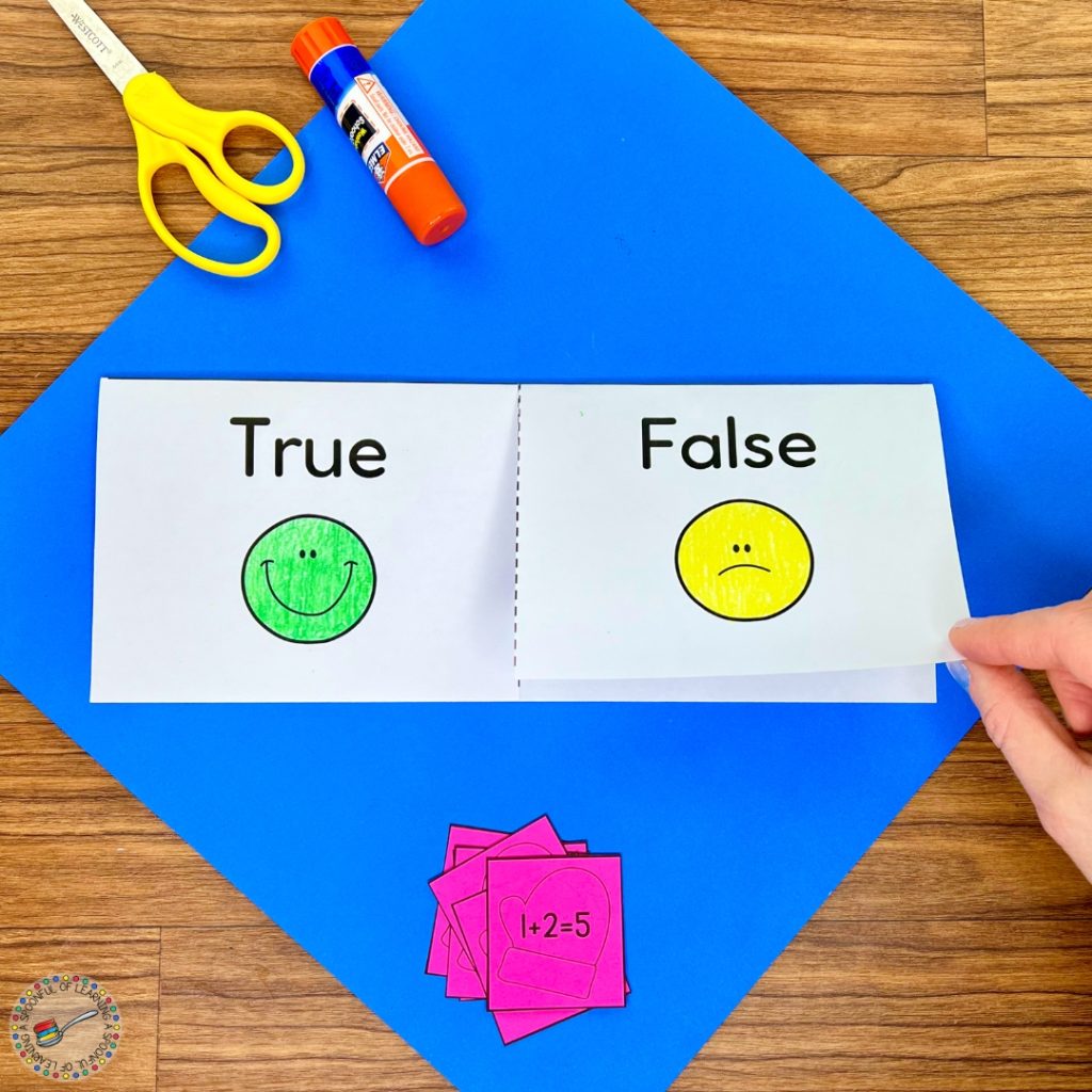 An addition true or false lift-the-flap activity