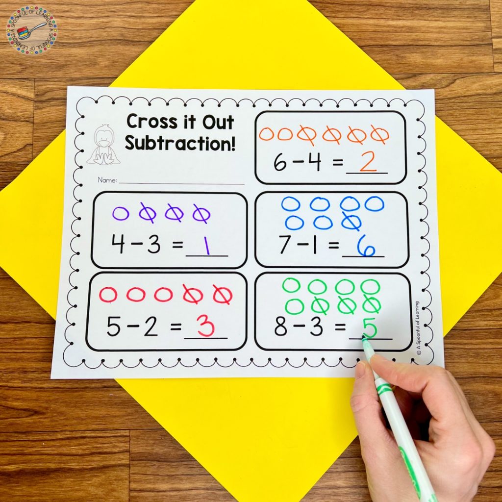 Draw and cross out subtraction worksheet