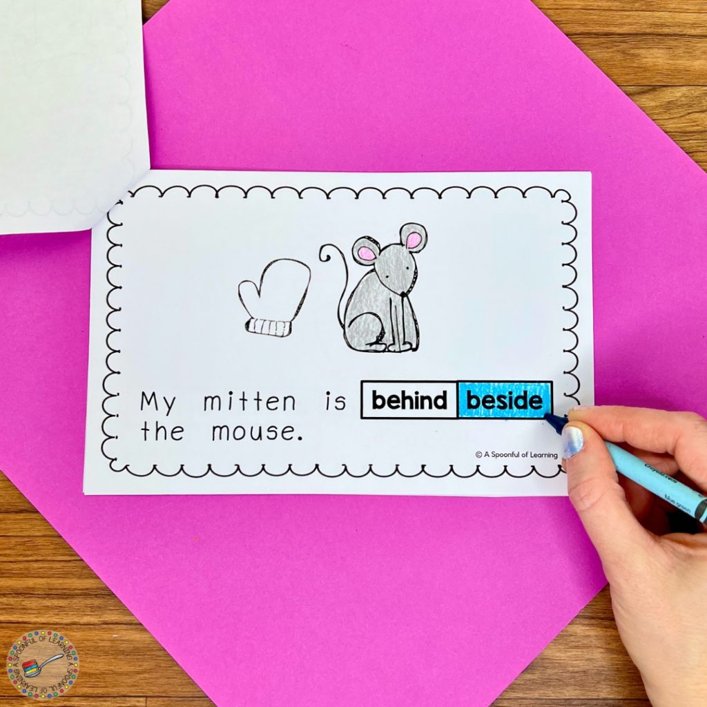 Coloring in the correct word of a positional word reader