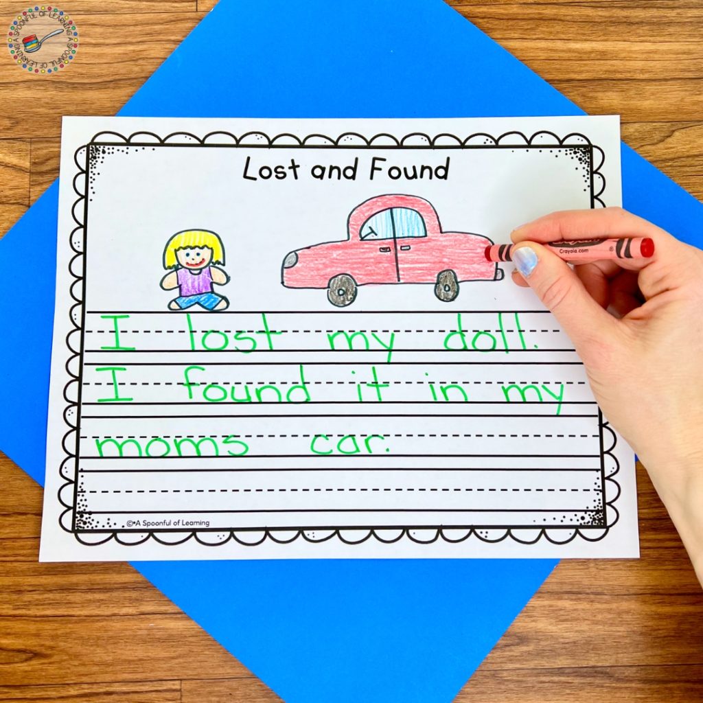 Lost and Found writing worksheet