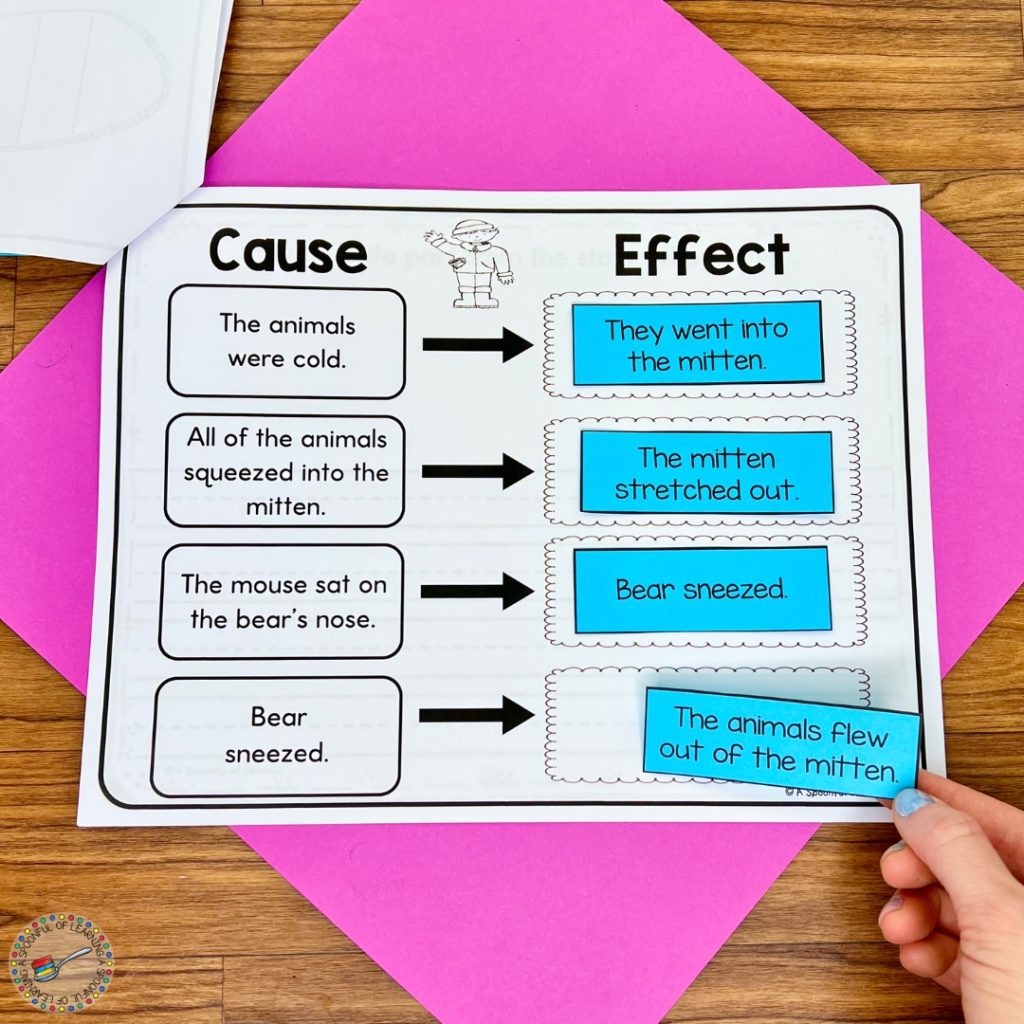 Matching blue effect sentence cards with causes
