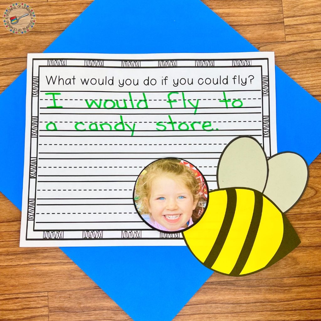 Bee writing activity with a craft