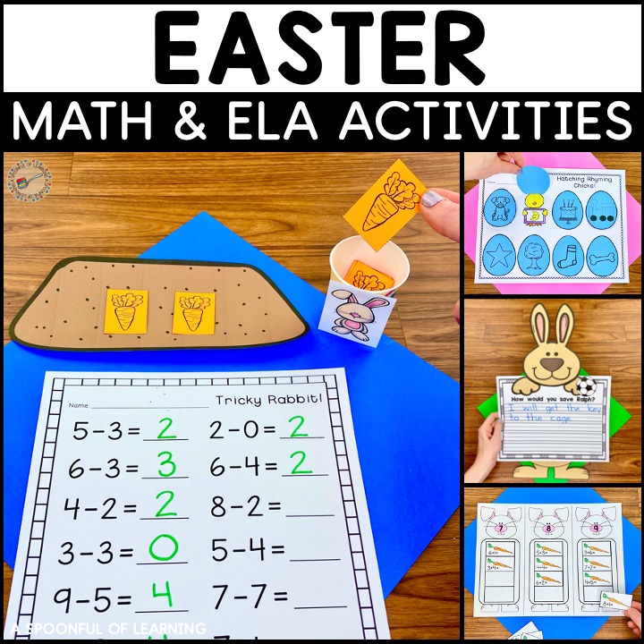 A variety of Easter math and ELA activities