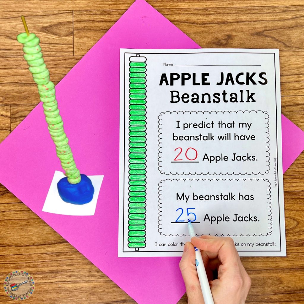 Apple Jacks beanstalk activity and worksheet