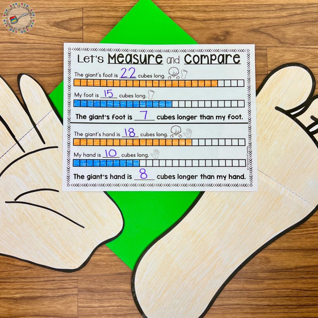 Recording page for a hand and foot comparison activity