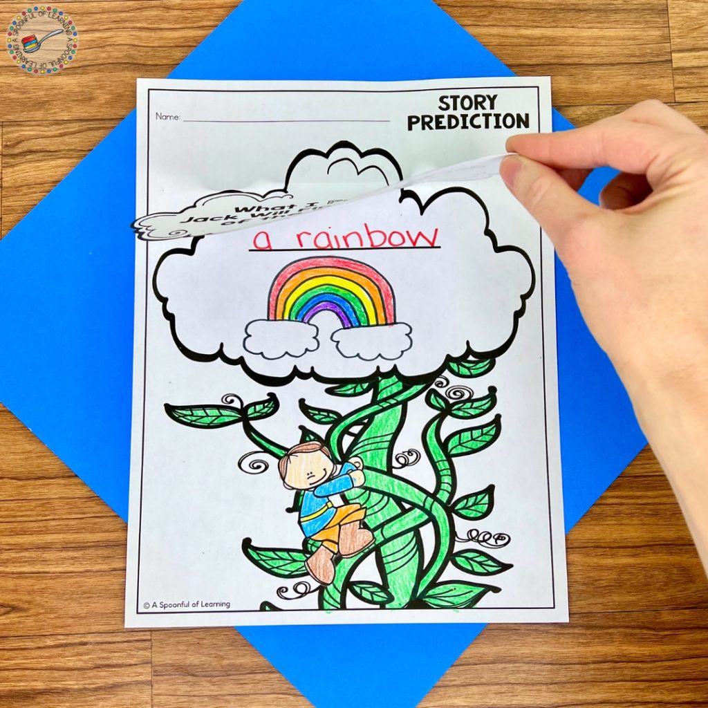 Lifting the flap of a story prediction activity