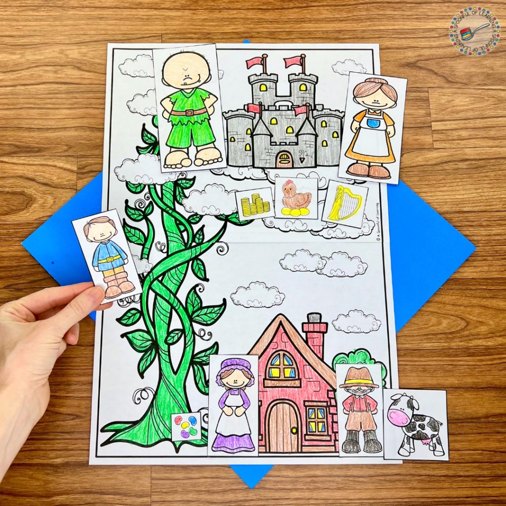 A story retelling mat for Jack and the Beanstalk