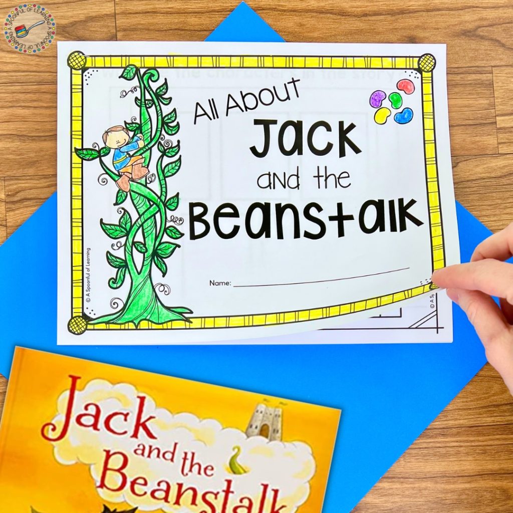 Cover page of a Jack and the Beanstalk story elements book