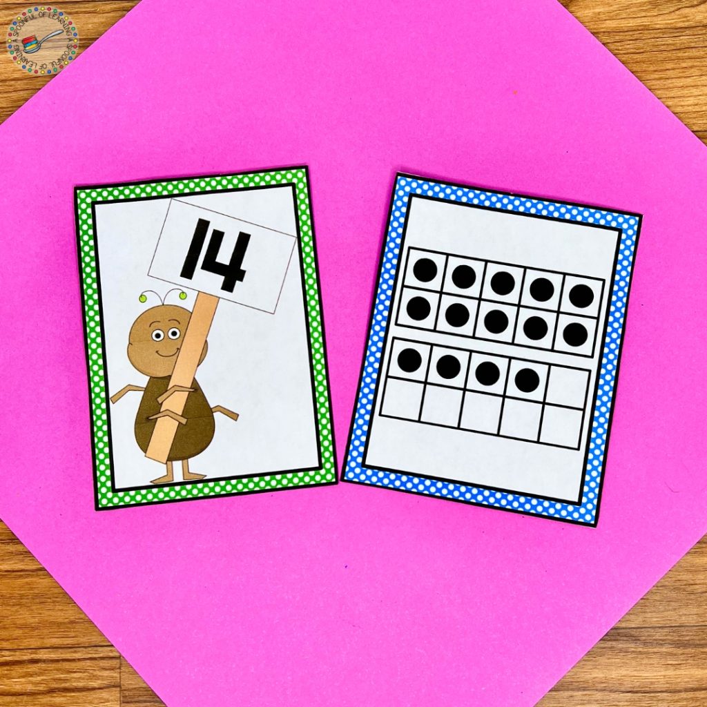 A teen number card and a ten frame card