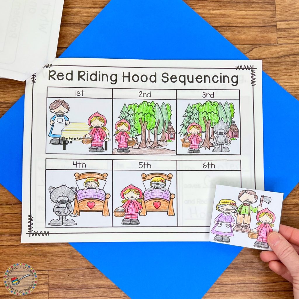 Sequencing activity in a story elements book