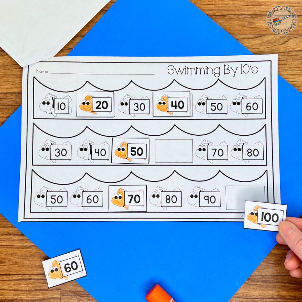 Counting by tens fish worksheet