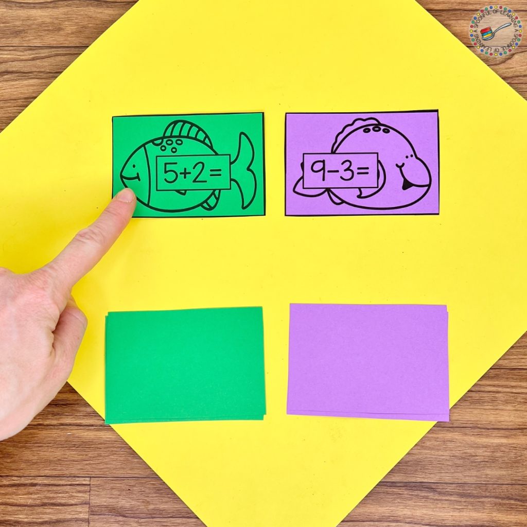 Fish cards for an addition and subtraction game