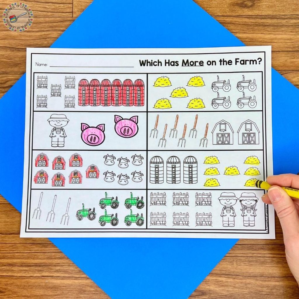 Coloring groups of farm-related pictures