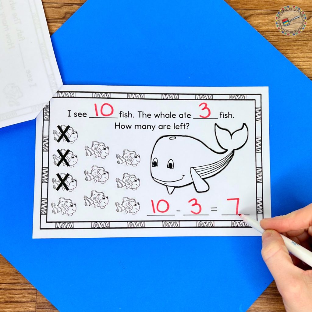 Whale subtraction word problem mini reader