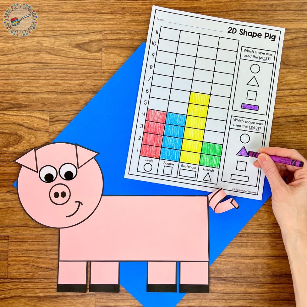 A pig craft made from 2D shapes