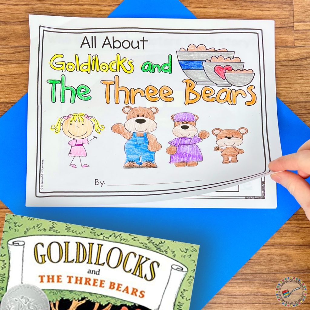 Front cover of a Goldilocks and the Three Bears story elements book